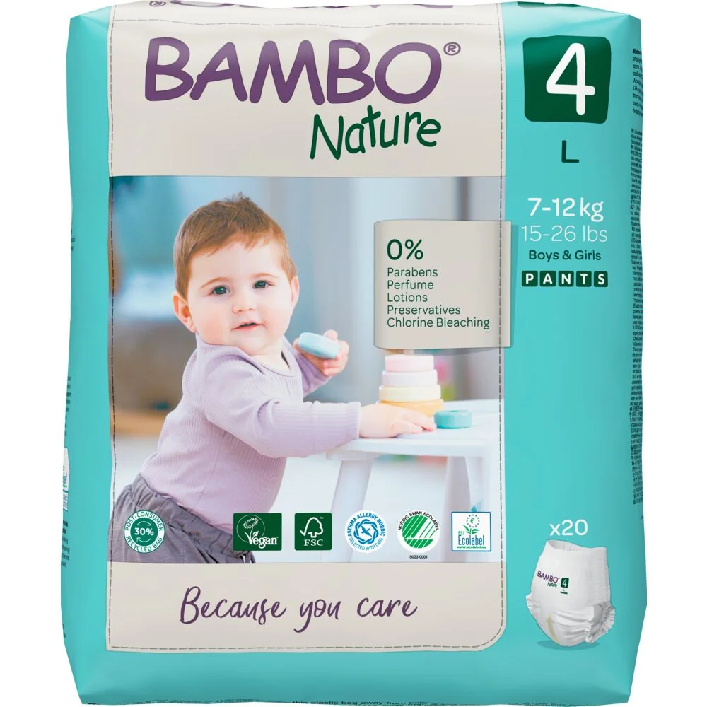 Scutece Ecolabel Pants Nr 4 pentru 7-12kg, 20 bucati, Bambo Nature