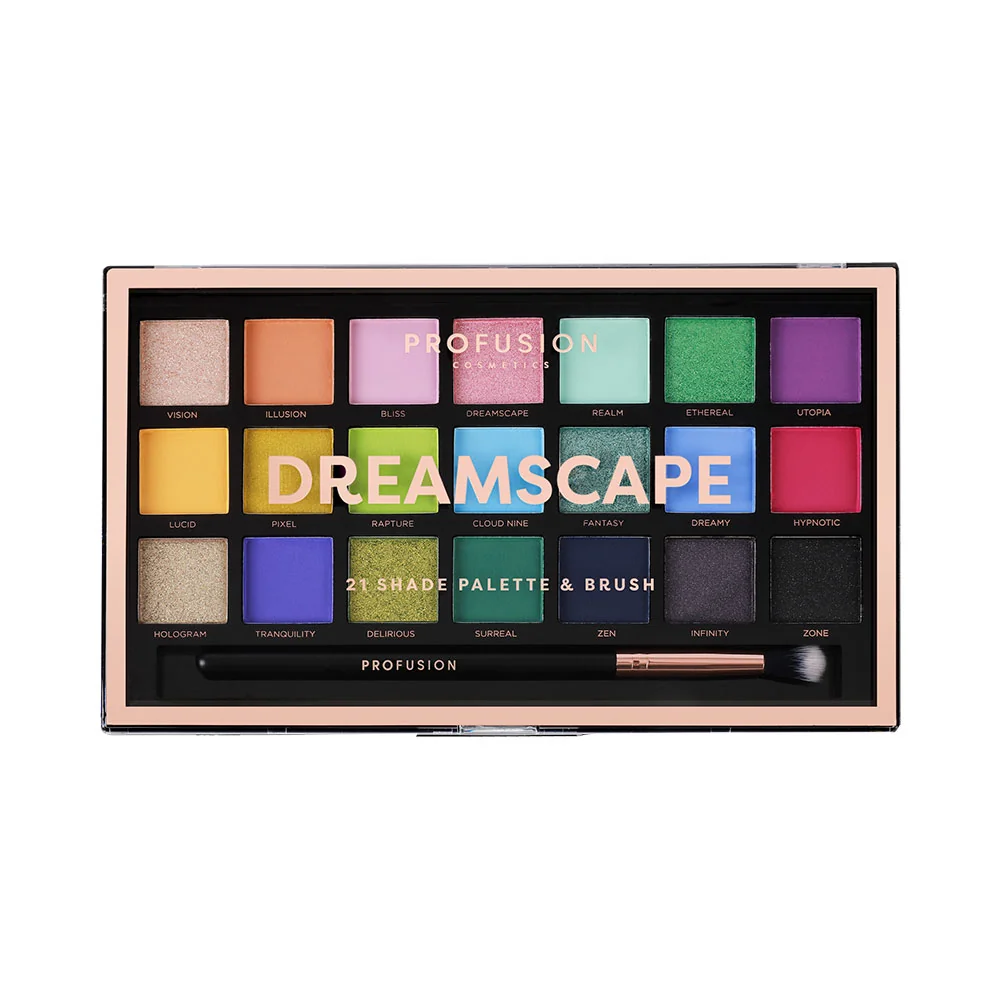 Paleta de farduri cu 21 nuante + Pensula Dreamscape, Profusion Cosmetics