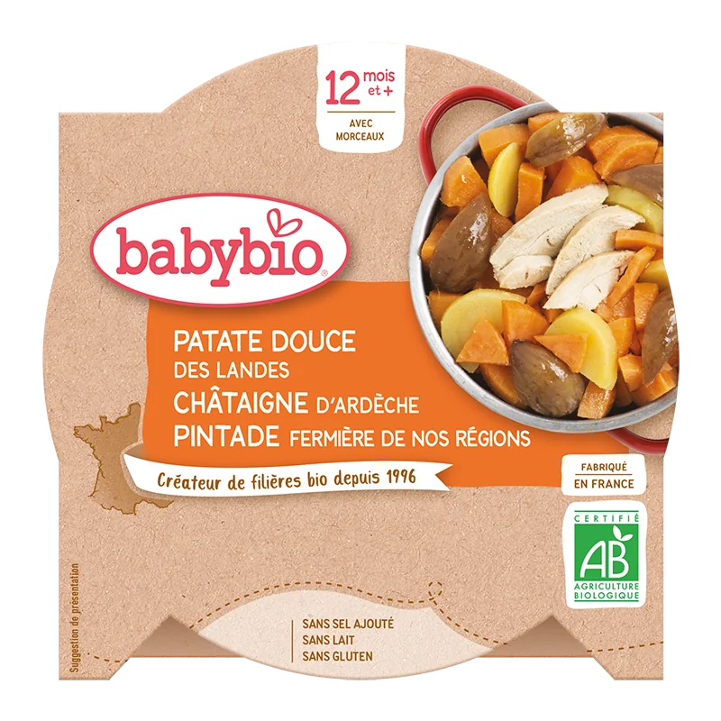 Meniu cartofi dulci, castane si bibilica Bio, 230g, BabyBio