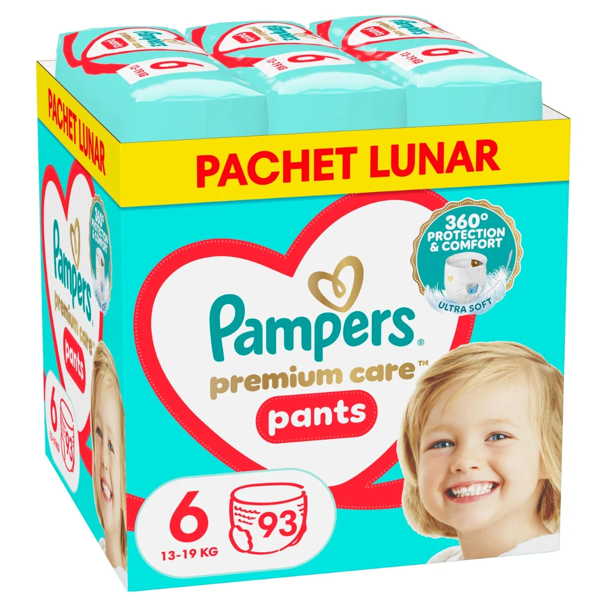 Scutece-chilotel Premium Care Pants XXL Box Marimea 6 pentru 15 kg+, 93 bucati, Pampers