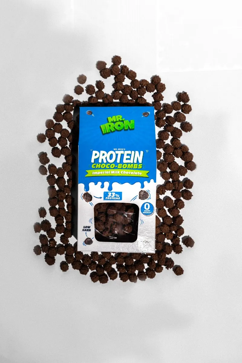 Chocobombs cu 30% proteine fara zahar low-carb gluten free Ciocolata cu Lapte, 100g, Mr. Iron 