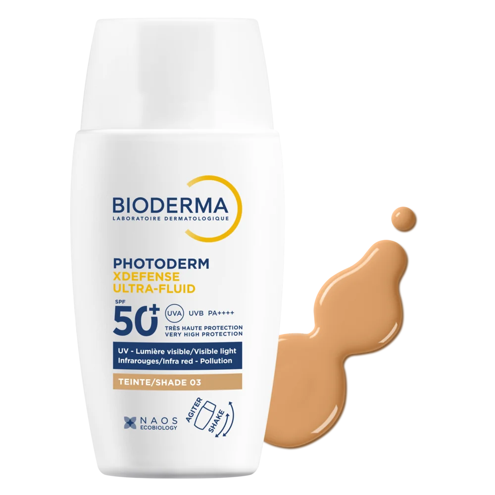 Crema colorata SPF50+ XDefense Ultra-Fluid Fototip 3 pentru protectie UV completa, 40ml, Bioderma