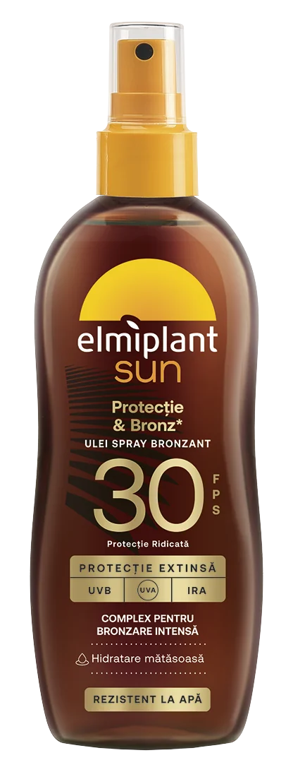 Ulei spray bronzant cu protectie solara SPF30 Protectie & Bronz Sun, 150ml, Elmiplant