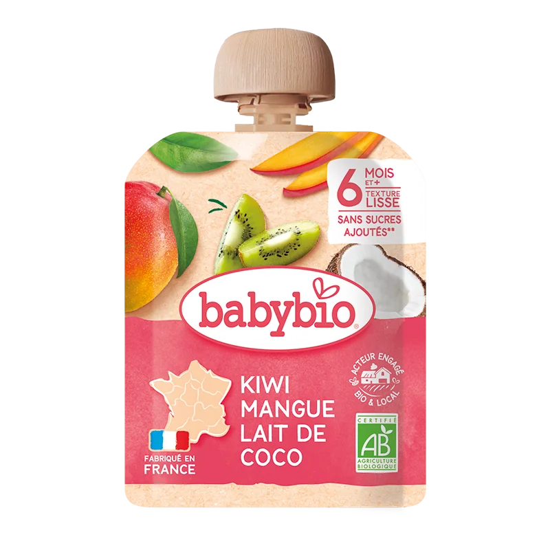 Piure de kiwi, mango si cocos Bio, 90g, BabyBio