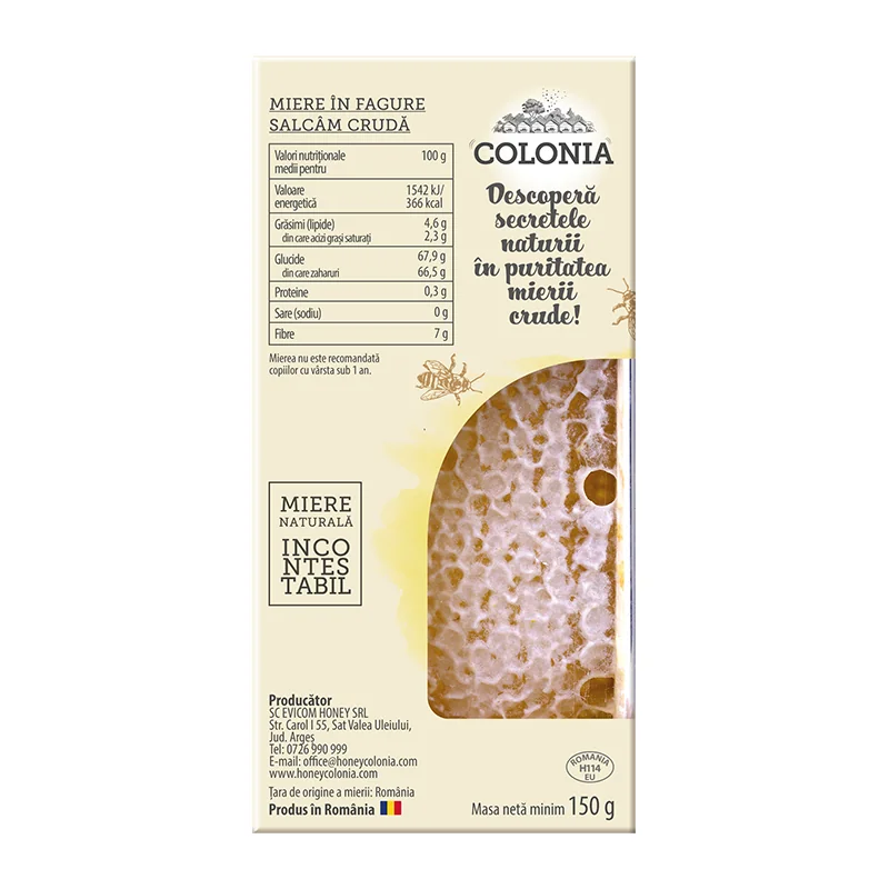 Fagure cu miere de salcam cruda, 150g, Colonia 