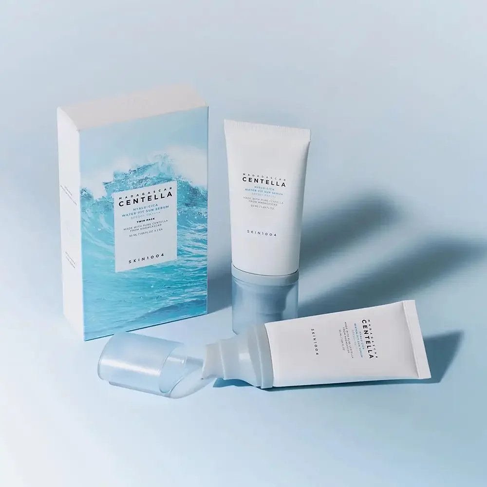 Set Crema hidratanta cu protectie solara SPF 50+ PA++++ Hyalu-Cica, 2 x 50ml, Skin1004
