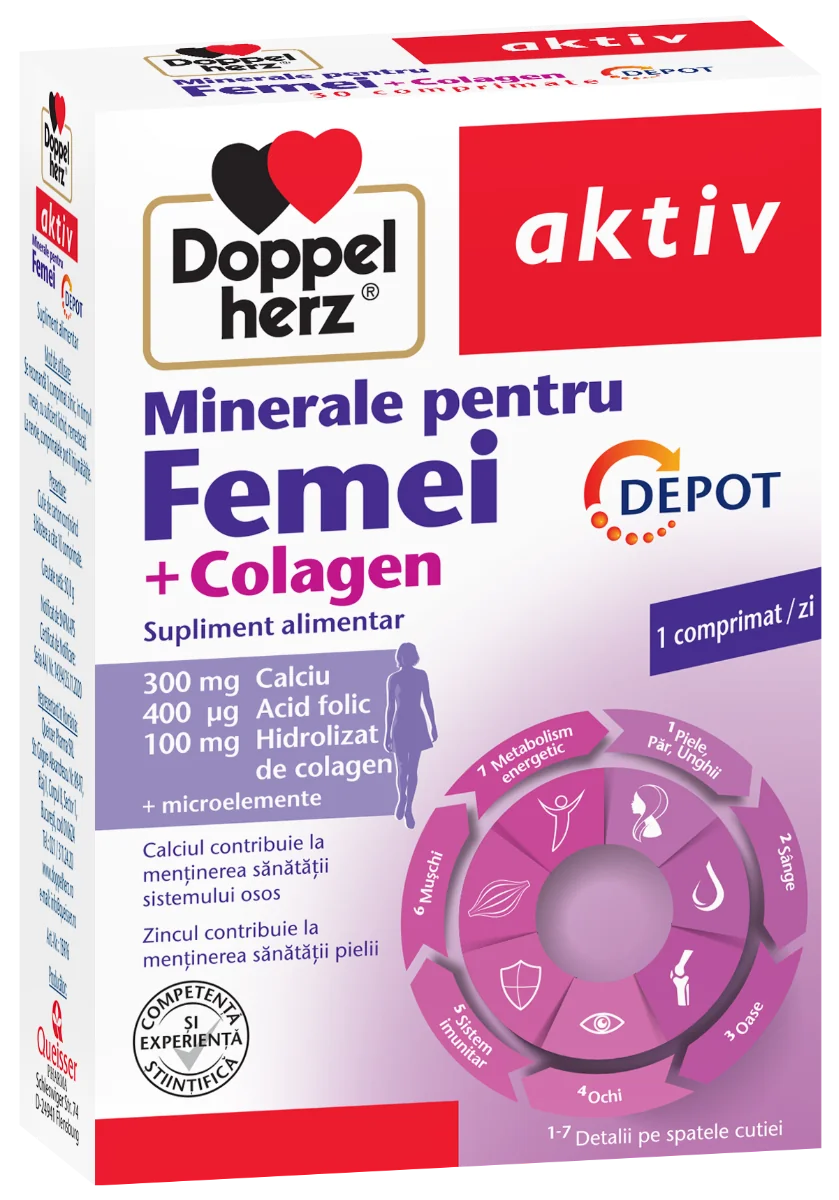 Minerale pentru femei + colagen Depot, 30 comprimate, Doppelherz