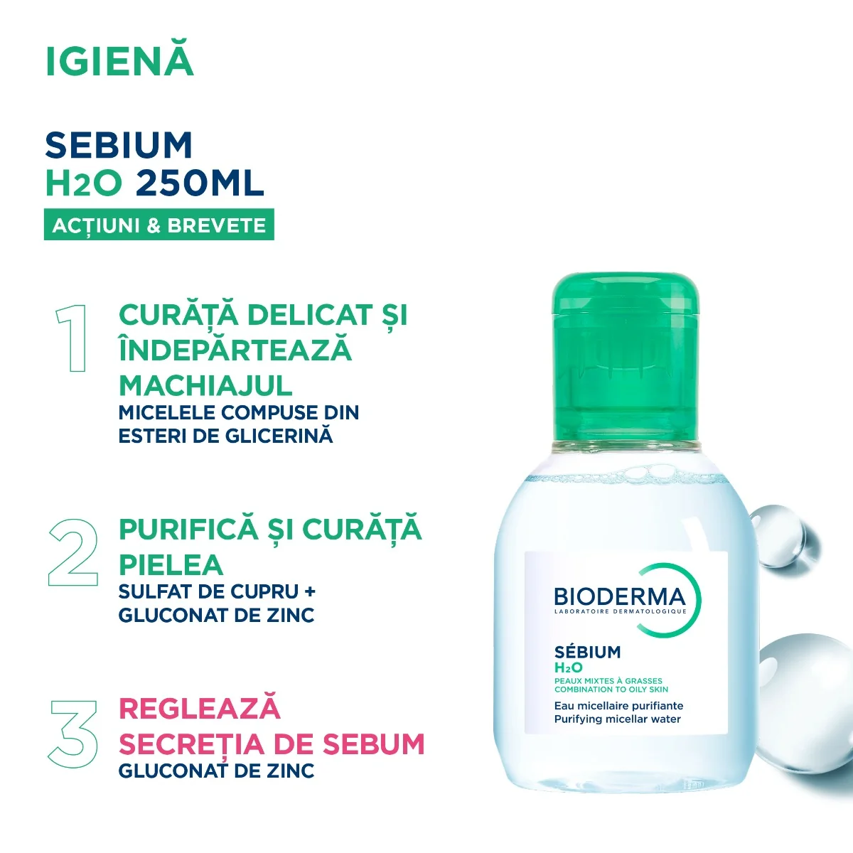 Solutie micelara Sebium H2O, 100ml, Bioderma