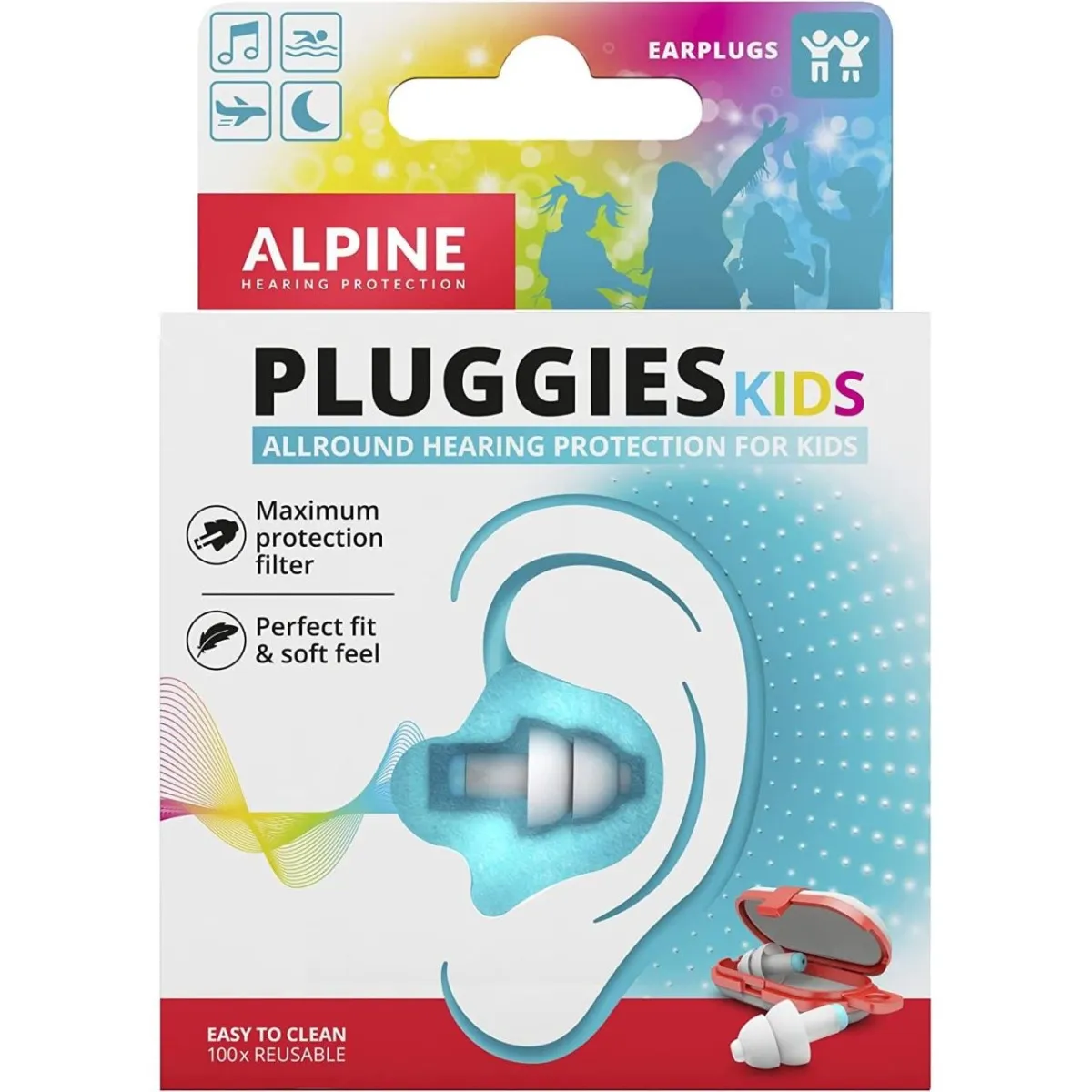 Dopuri de urechi antifonice reutilizabile pentru copii de la 3-12 ani SNR 25 Pluggies Kids ALP23541, 1 bucata, Alpine 