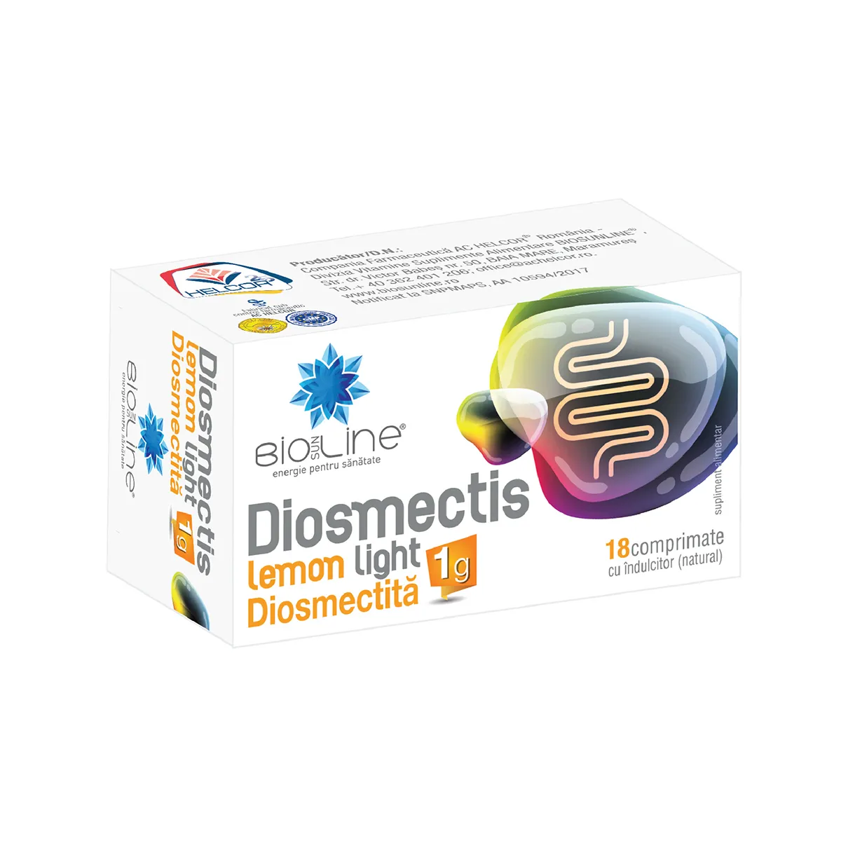 Diosmectis Lemon Light, 18 comprimate, BioSunLine