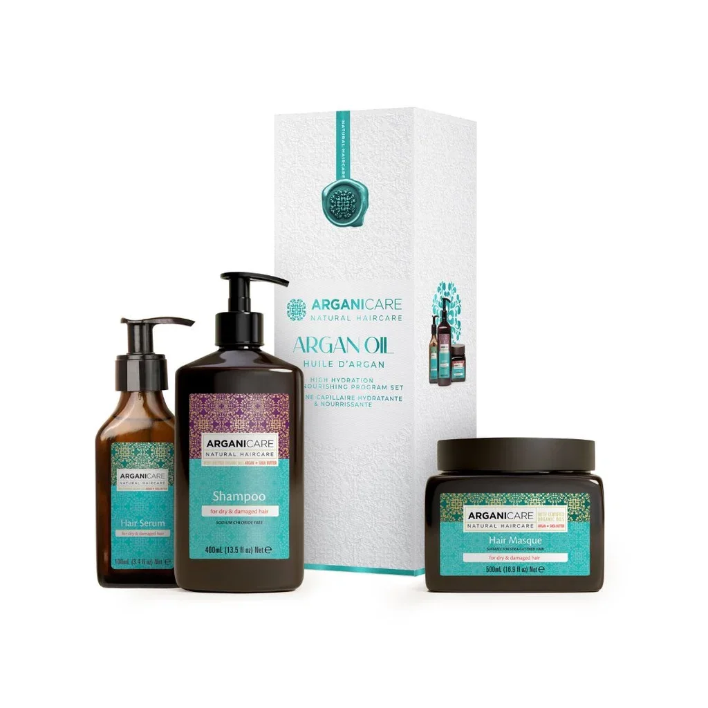 Set trio cu Ulei de Argan pentru hidratare intensa si hranirea parului, Arganicare