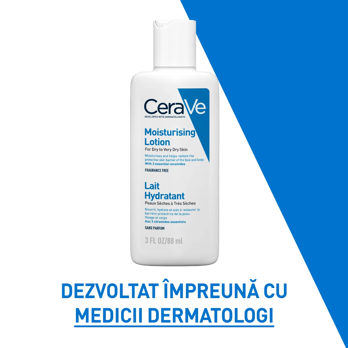 Lotiune hidratanta pentru fata si corp pentru pielea uscata si foarte uscata Travel Size, 88ml, CeraVe
