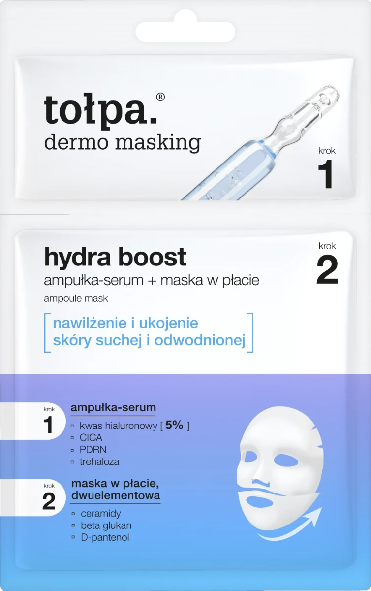 Masca tip servetel in 2 pasi cu ser Hydra Boost Dermo Masking, 1 bucata, Tolpa