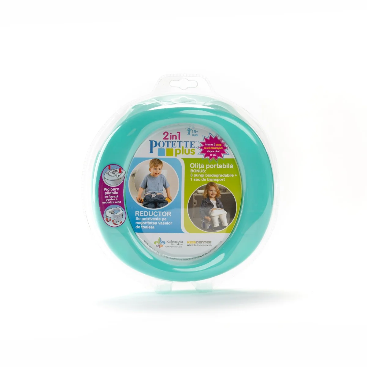 Olita portabila pliabila 2 in 1 15+ luni Turquoise + Verde, 1 bucata, Potette Plus 
