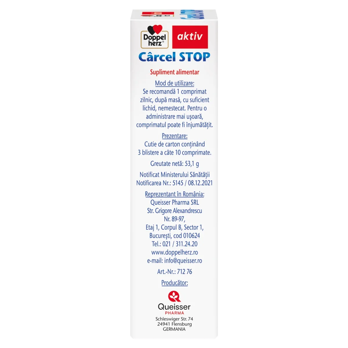 Carcel stop, 30 comprimate, Doppelherz