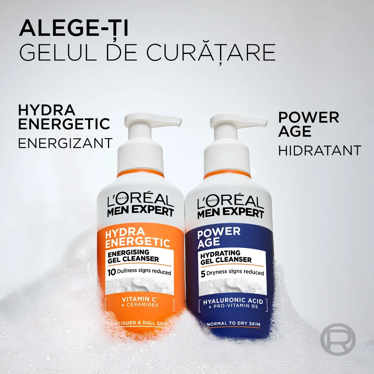 Gel de curatare Hydra Energetic cu vitamina C si ceramide, 260ml, L'oreal Men Expert