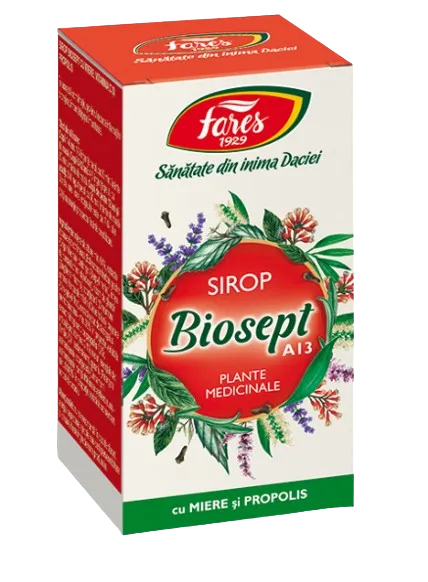 Sirop Biosept sirop A13 plante medicinale cu miere si propolis, 100ml, Fares