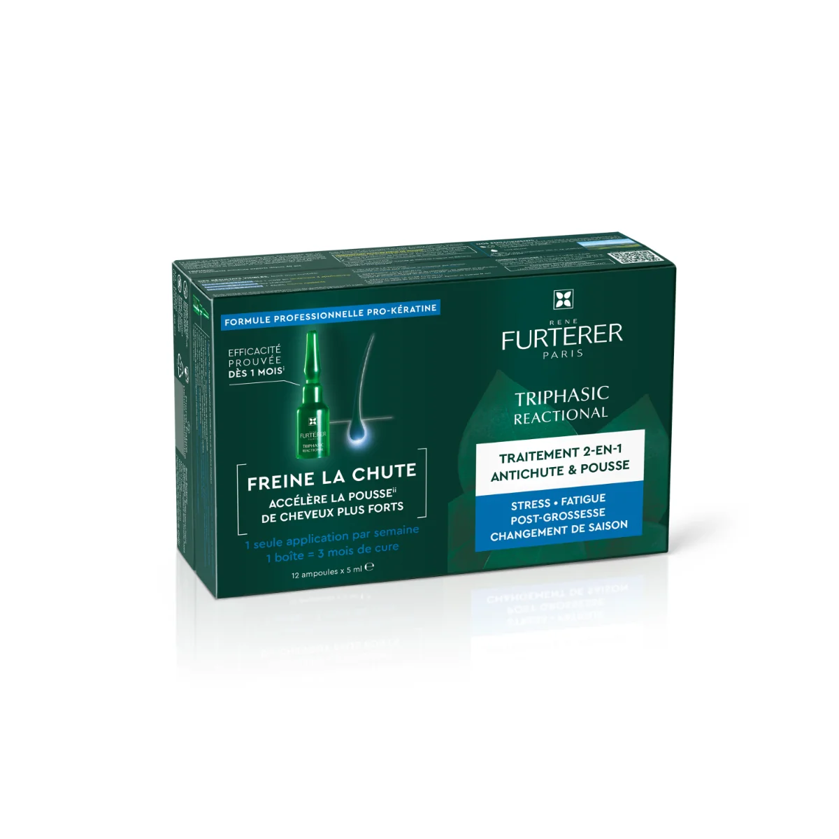 Tratament impotriva caderii parului Triphasic Reactional, 12 fiole x 5ml, Rene Furterer