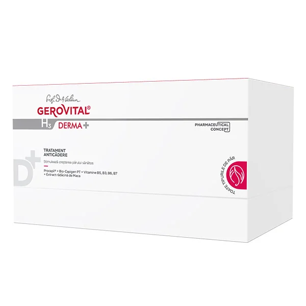 Tratament anticadere par Gerovital H3 Derma+, 12 fiole x 10ml, Gerovital
