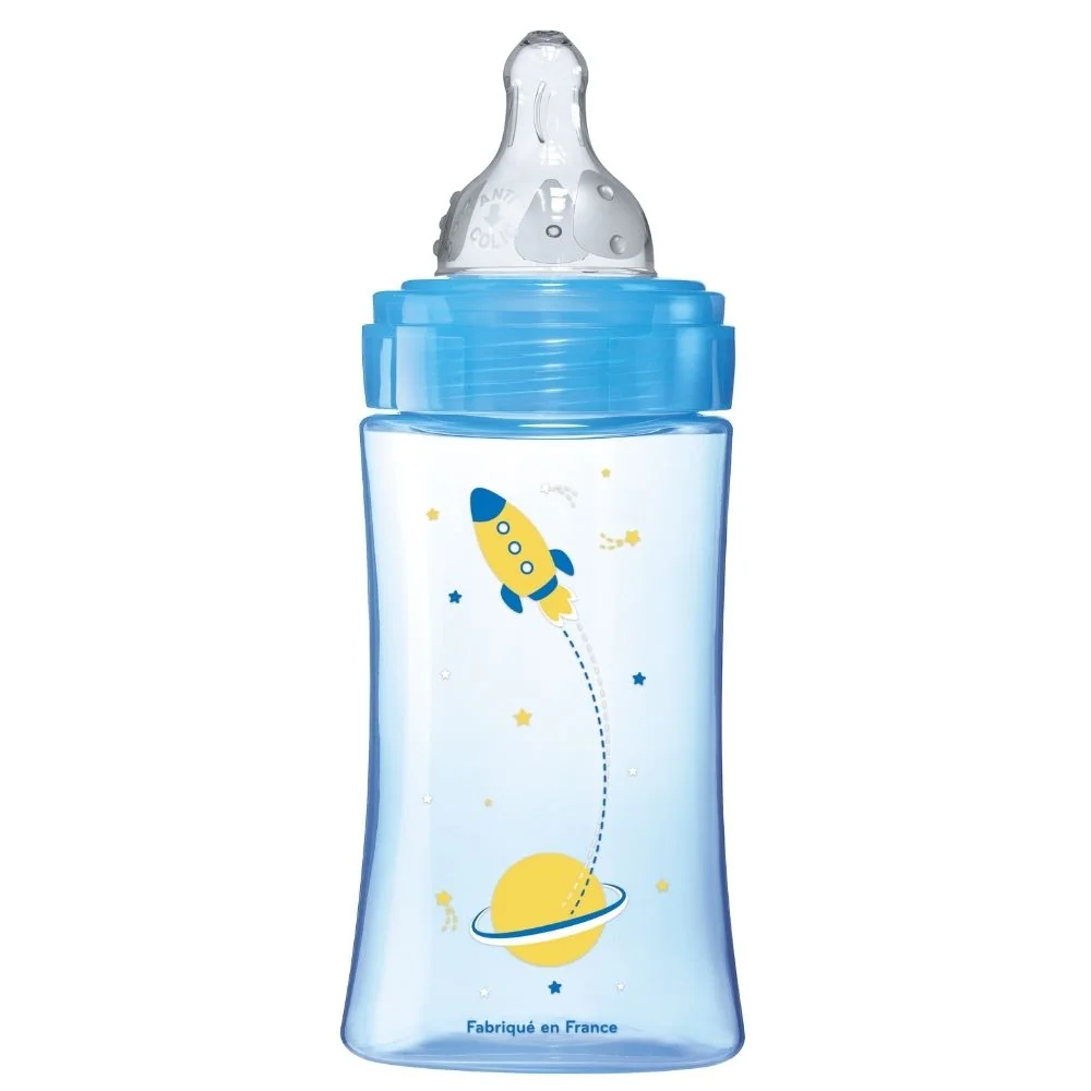 Biberon pentru initiere anti-colici 0-6 luni Debit 2 Cosmonaut, 270ml, Dodie