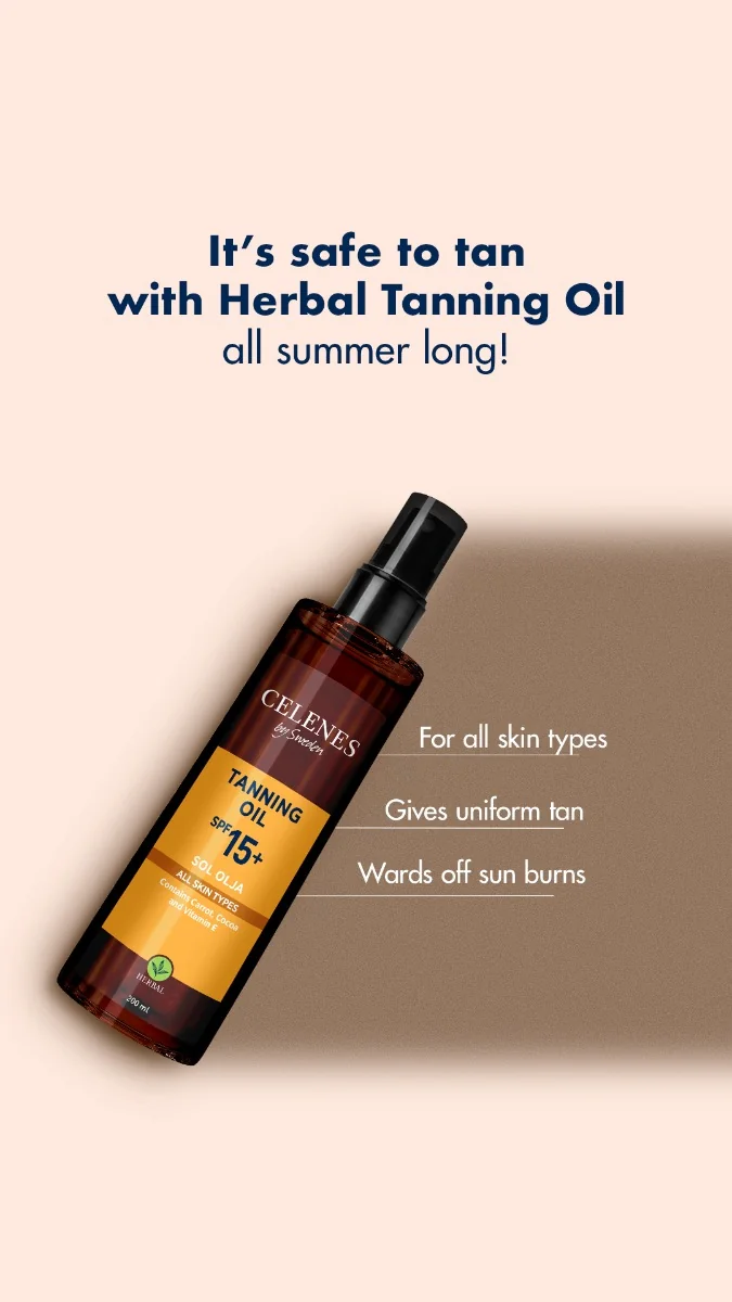 Ulei pentru bronzare cu protectie solara Herbal SPF15, 200ml, Celenes