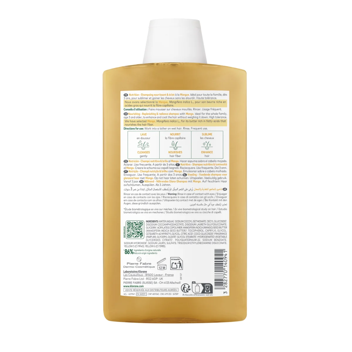 Sampon hranitor cu unt de mango pentru par uscat, 400 ml, Klorane