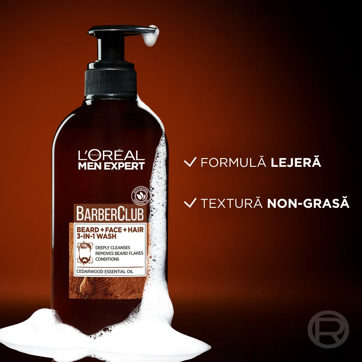 Gel de curatare 3 in 1 pentru barbati Men Expert Barber Club, 200ml, L'oreal Paris
