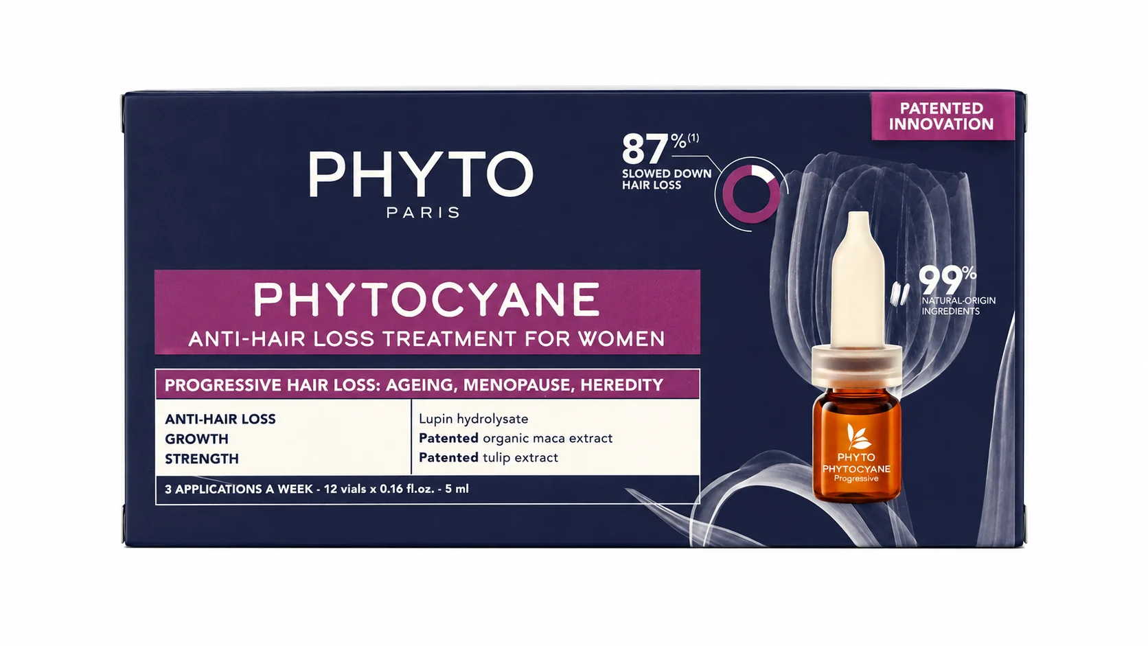 Tratament caderea progresiva a parului pentru femei Phytocyane, 12 fiole x 5ml, Phyto