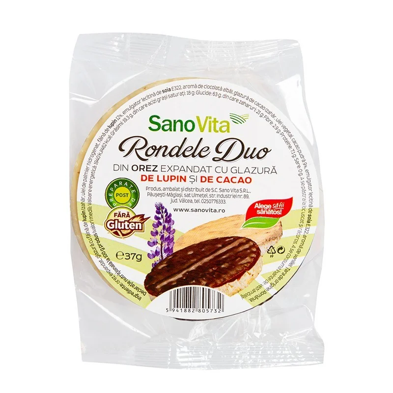 Rondele duo lupin si cacao, 37g, SanoVita