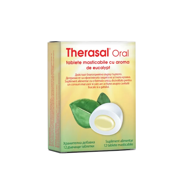 Therasal Oral cu aroma de eucalipt, 12 tablete masticabile, Vedra