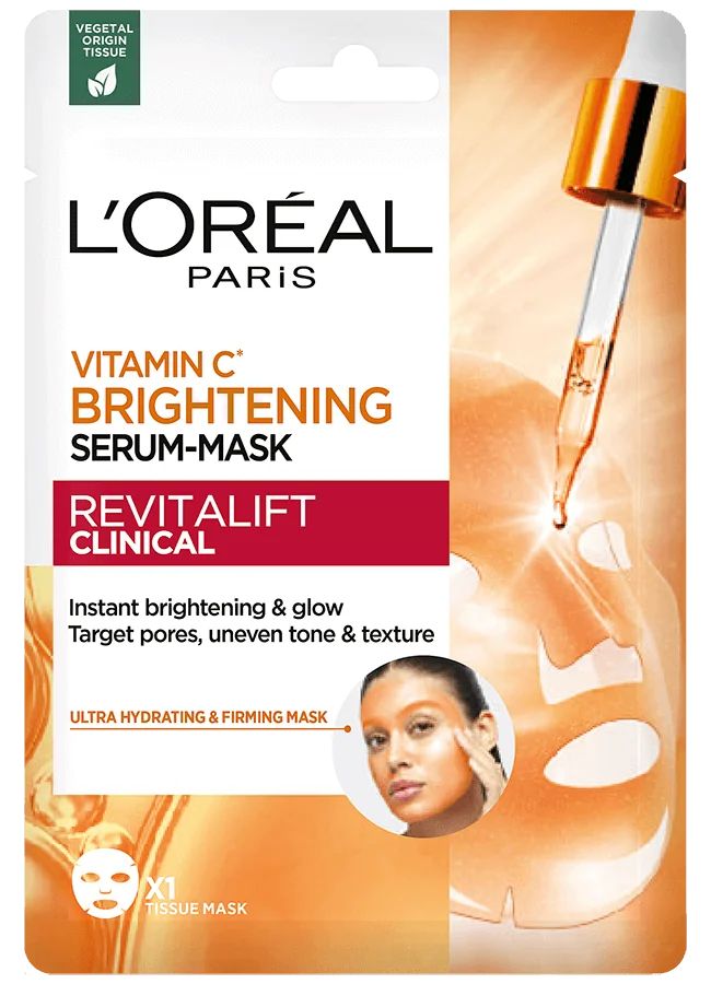 Masca servetel pentru fata cu efect de luminozitate Revitalift Clinical, 26g, L'Oreal Paris