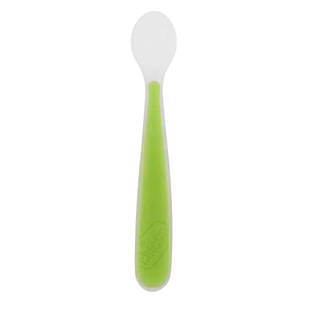 Lingurita de silicon Verde 6 luni +, 1 bucata, Chicco
