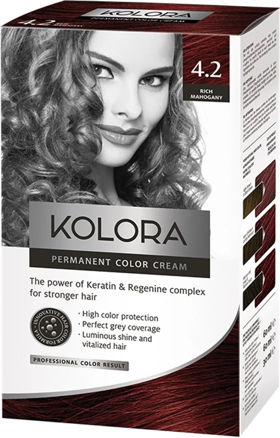 Vopsea de par Kolora 4.2 Rich Mahogany, 50ml, Aroma