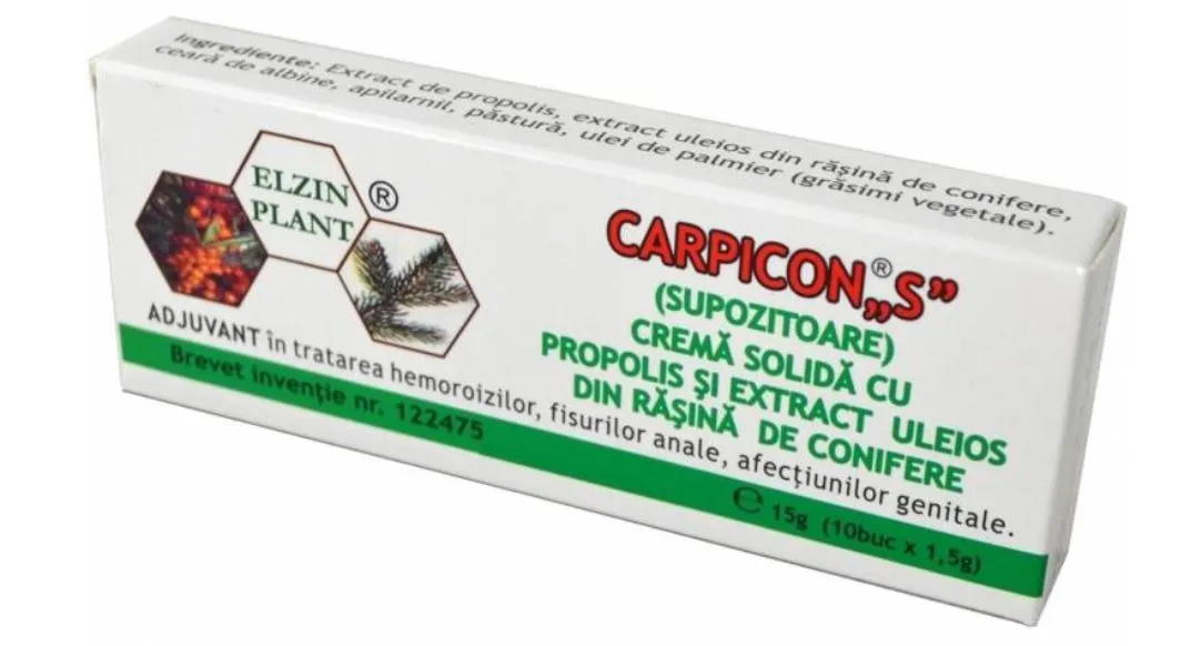 Supozitoare Carpicon S, blister 10 bucati x1,5g, Elzin Plant 