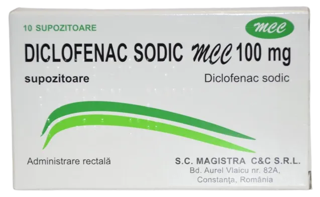 Diclofenac Sodic MCC 100mg, 10 supozitoare, Magistra 