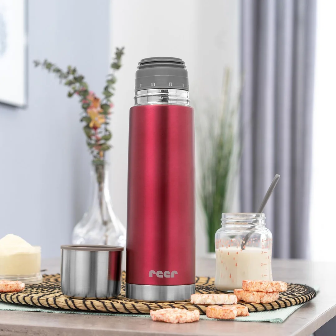 Termos din otel inoxidabil vidat Colour Cup Rosu, 500ml, Reer