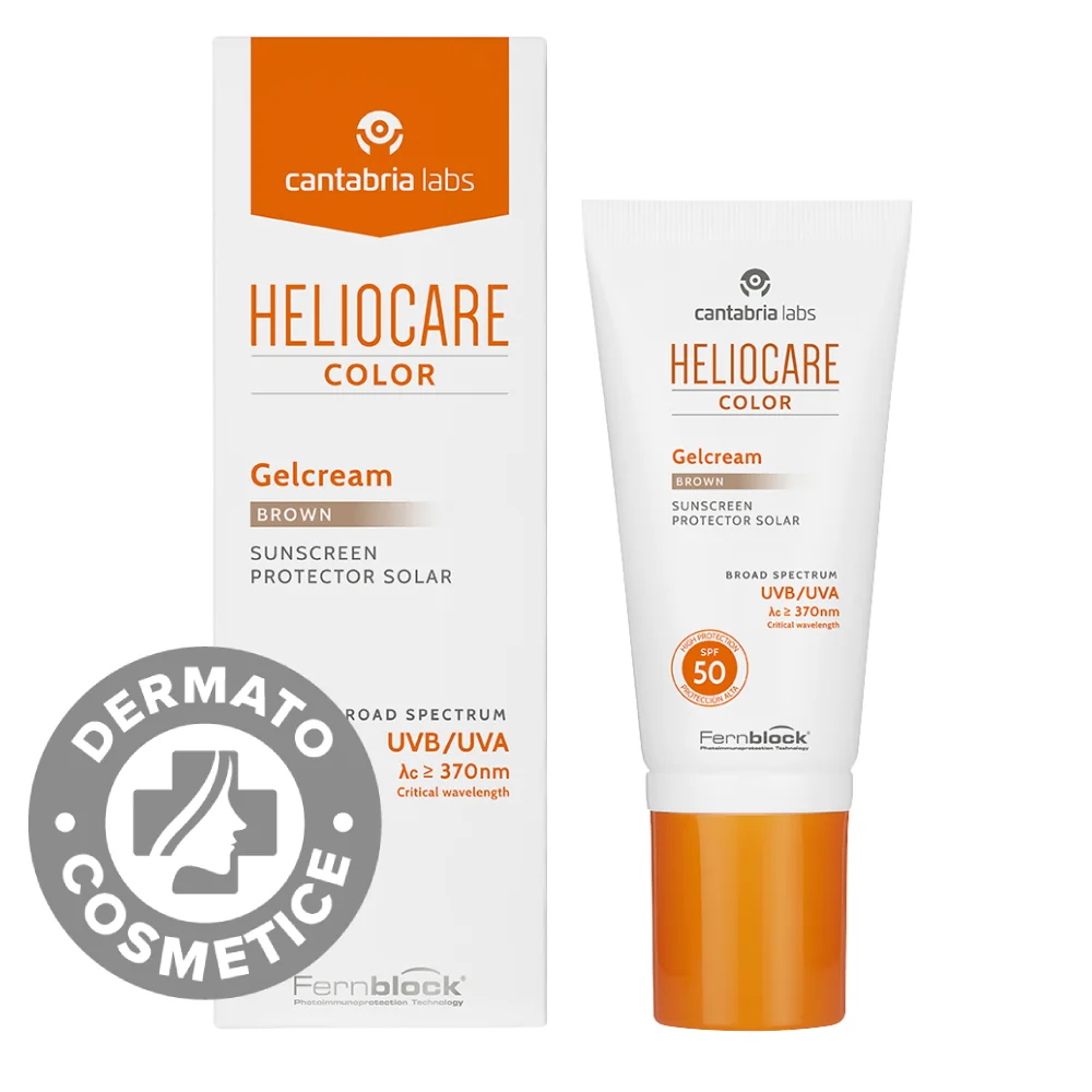 Gel crema protectie solara cu SPF50+ Color Brown Heliocare, 50ml, Cantabria Labs