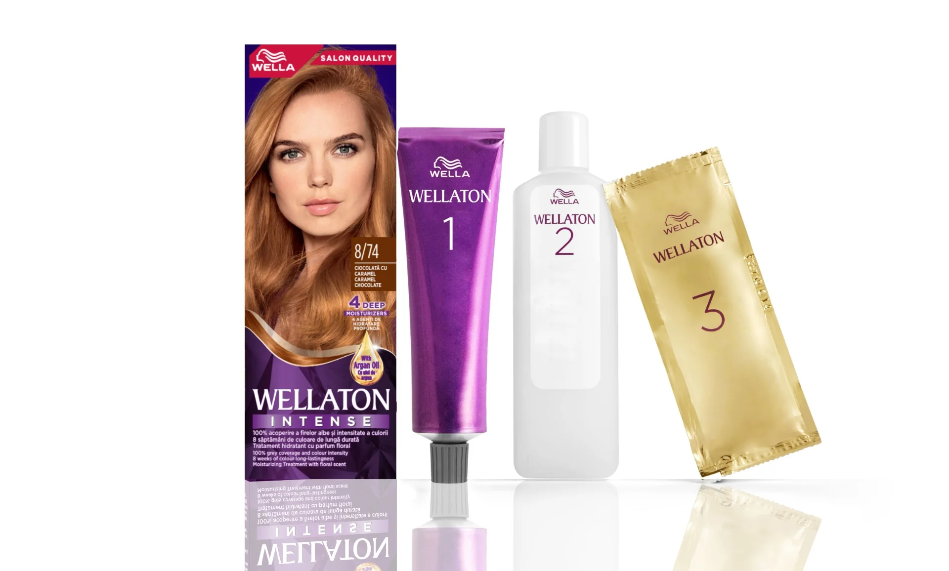 Vopsea de par permanenta Ciocolata cu Caramel 8.74 Wellaton, 110ml, Wella