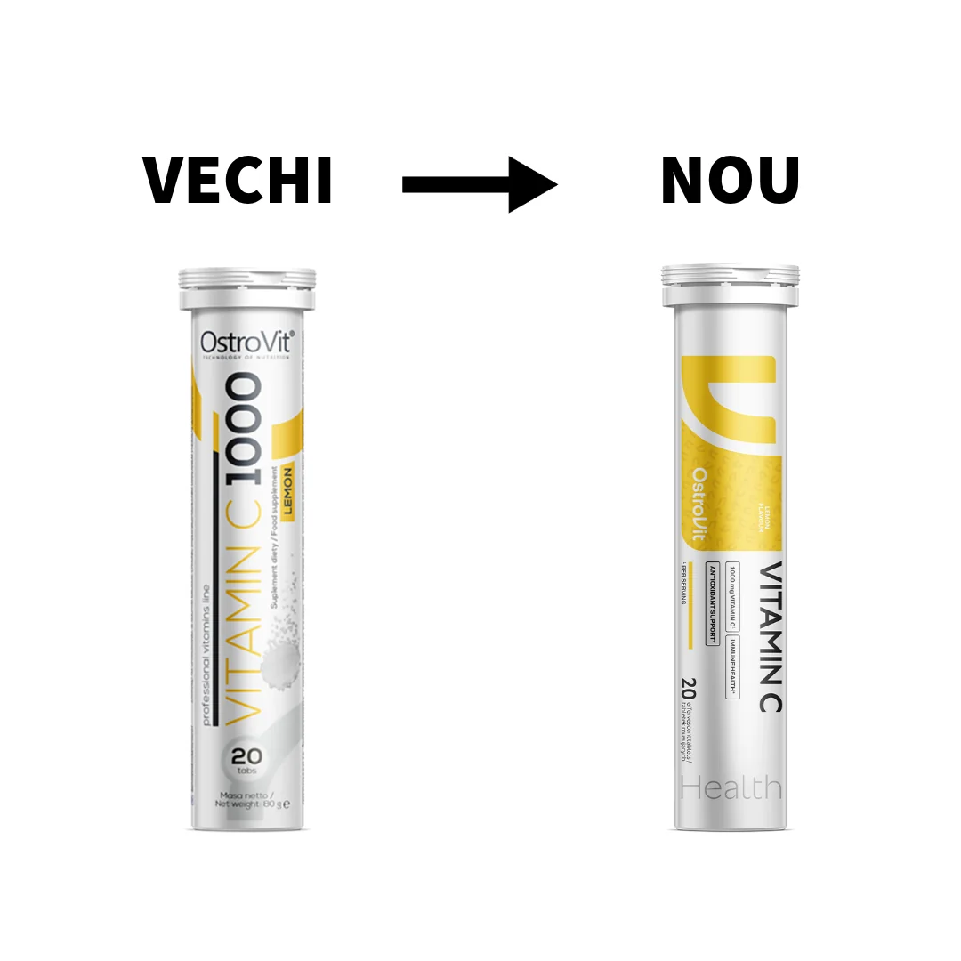 Vitamina C cu aroma de Lamaie 1000mg, 20 tablete efervescente, OstroVit