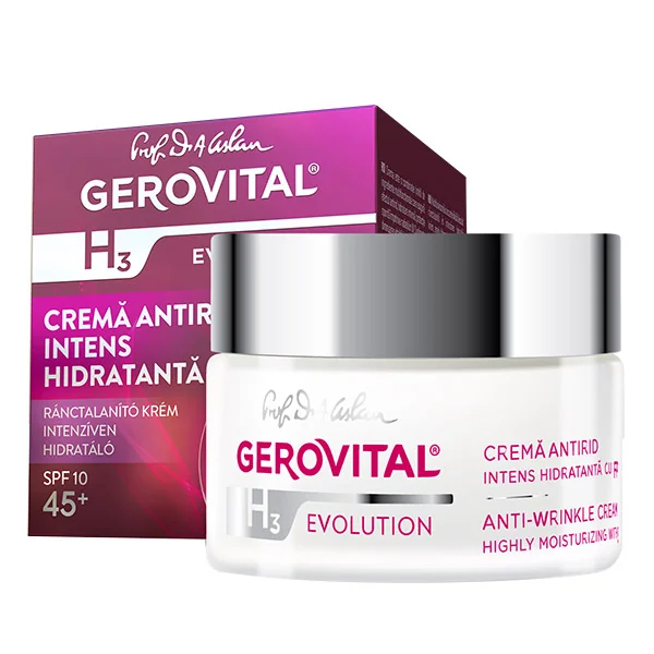 Crema de zi antirid intens hidratanta SPF 10 H3 Evolution, 50ml, Gerovital