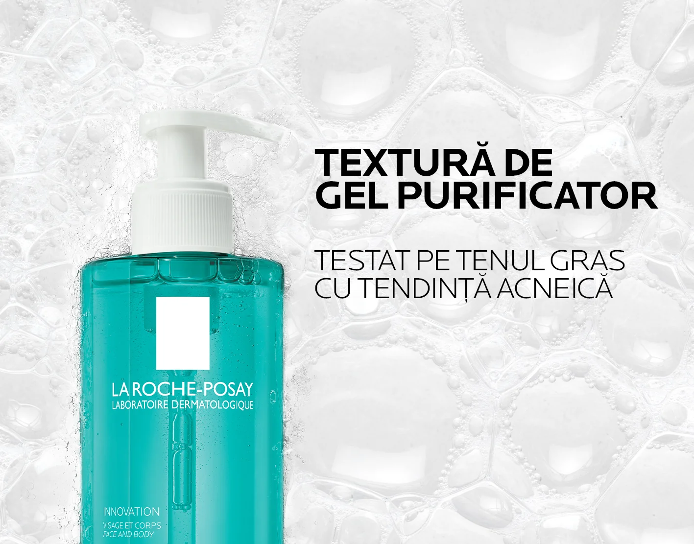 Gel de curatare micro-exfoliant fata si corp ten gras cu tendinta acneica Effaclar, 400ml, La Roche-Posay