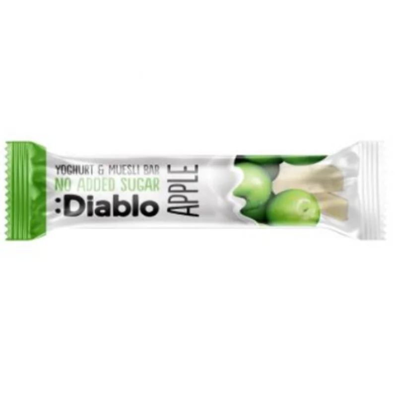Baton fara zahar de cereale si mere cu invelis de iaurt, 30g, Diablo
