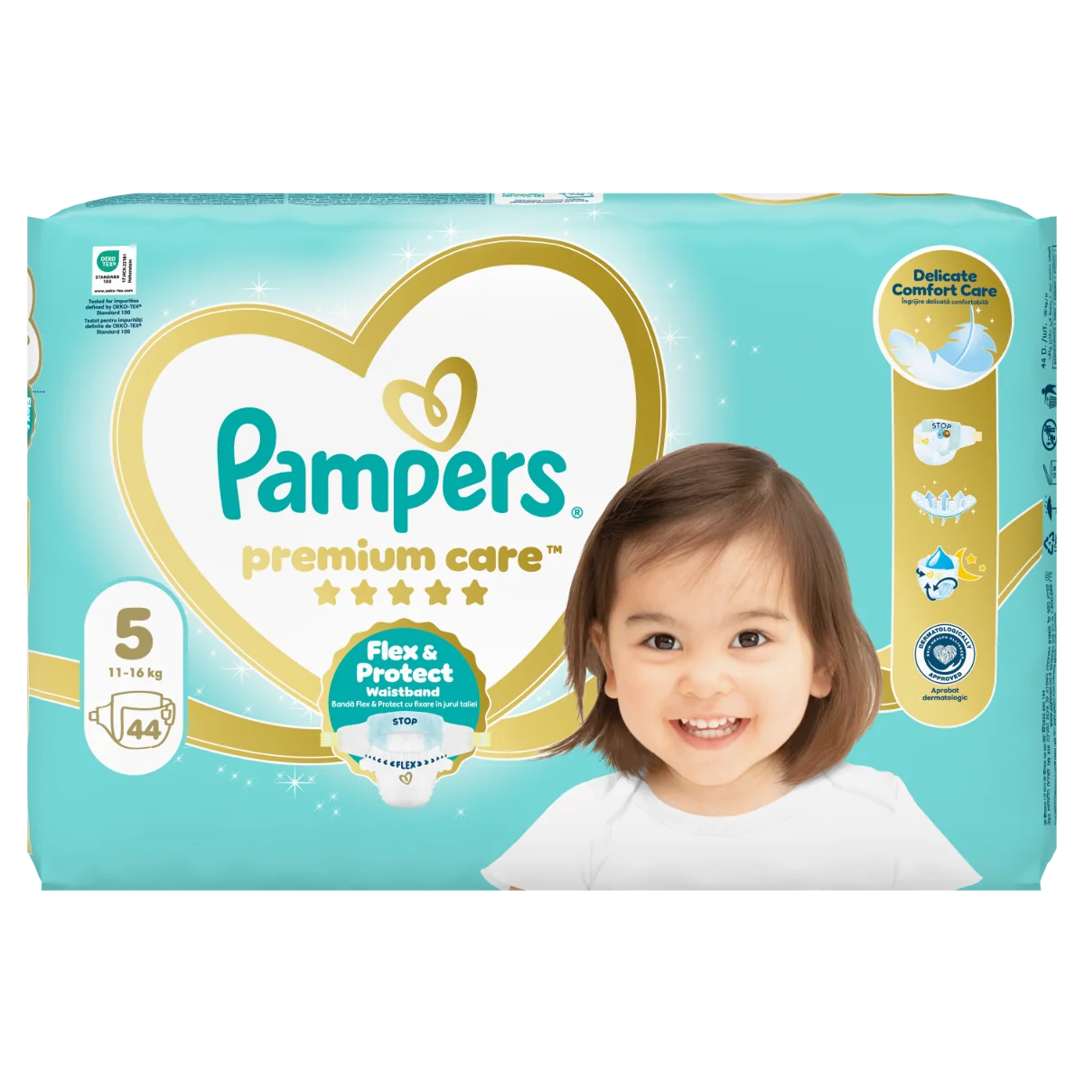 Scutece Premium Care Nr.5 11-16kg, 44 bucati, Pampers