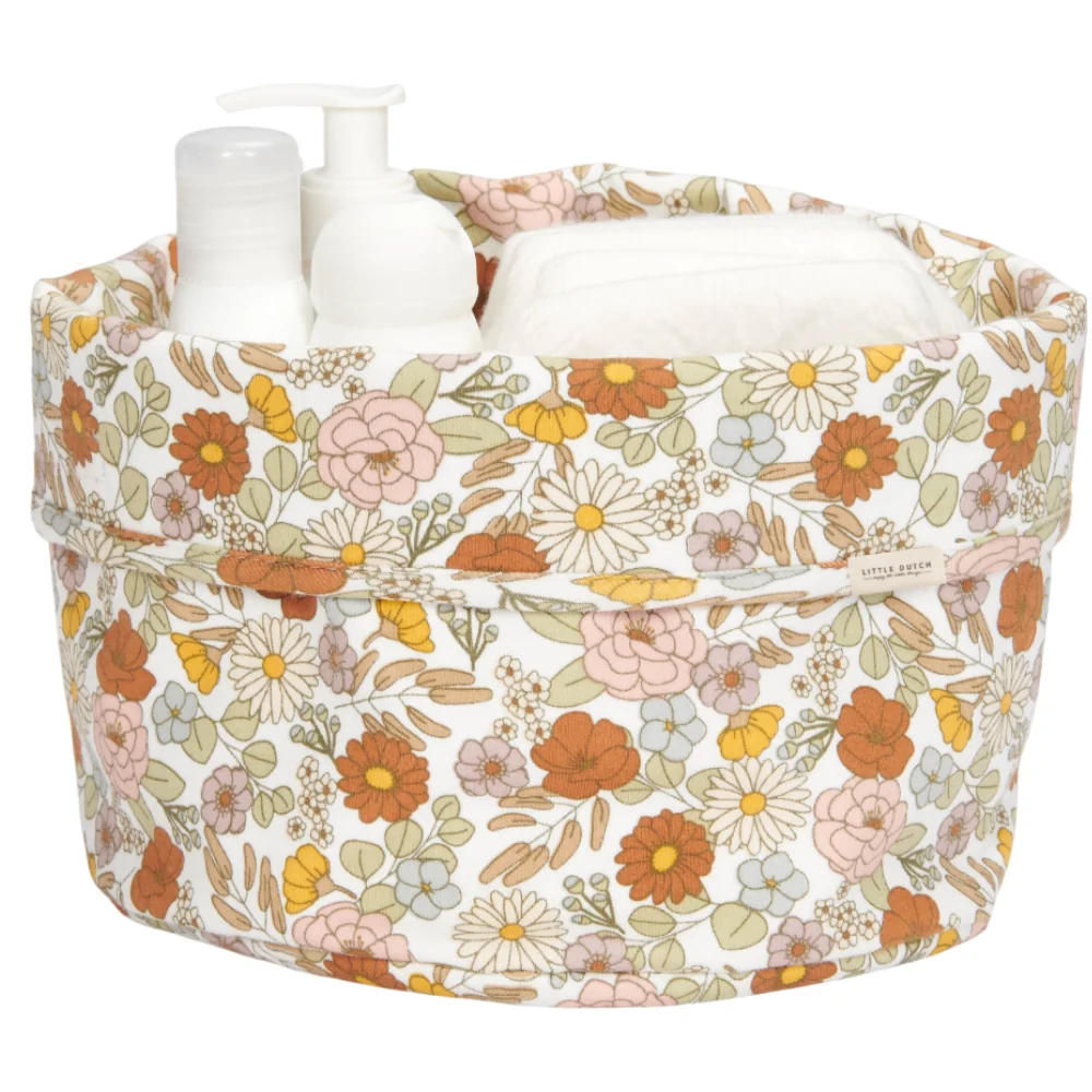 Cos de depozitare rotund pentru comoda de infasat Vintage Little Flowers, 1 bucata, Little Dutch