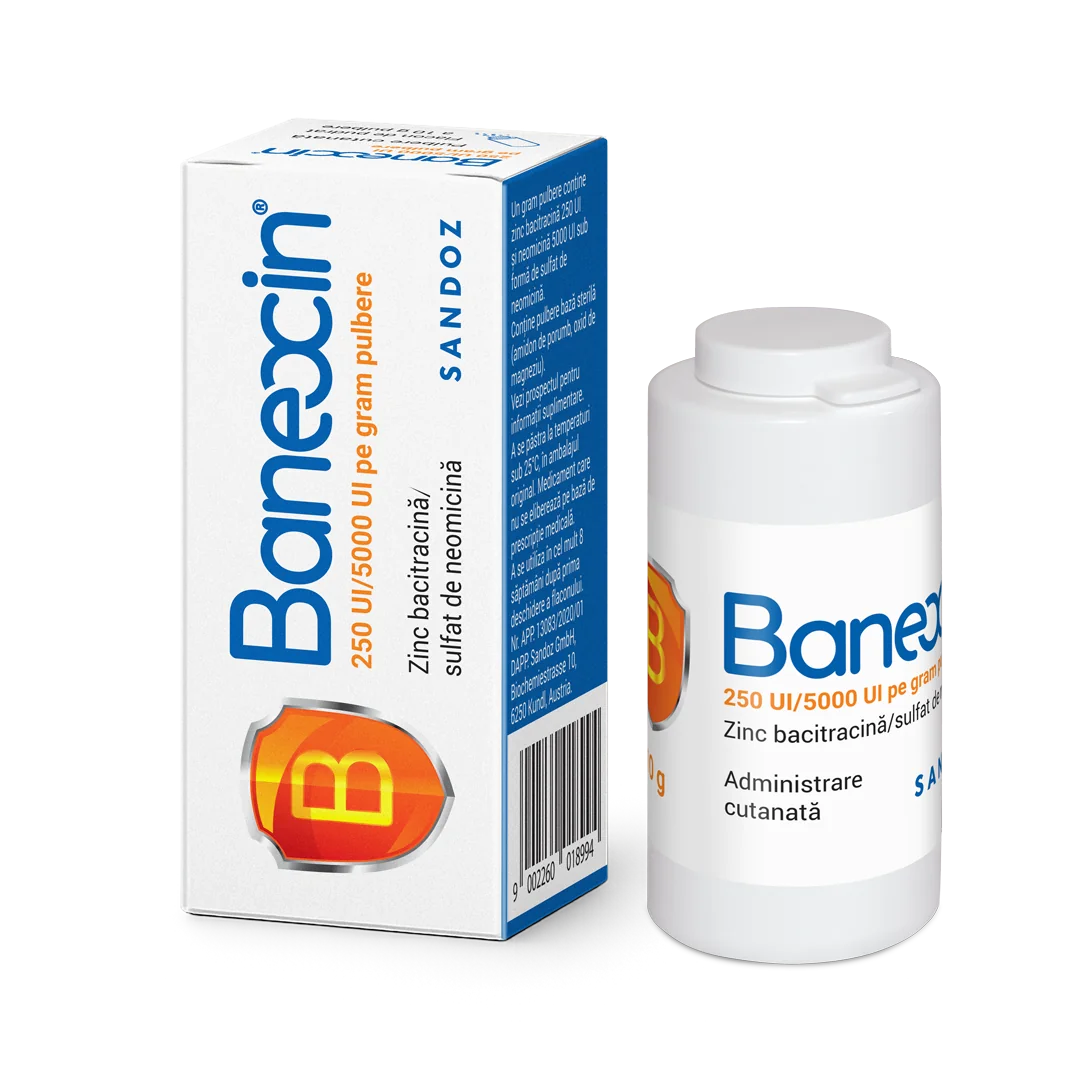 Baneocin pulbere cutanata, 10g, Sandoz