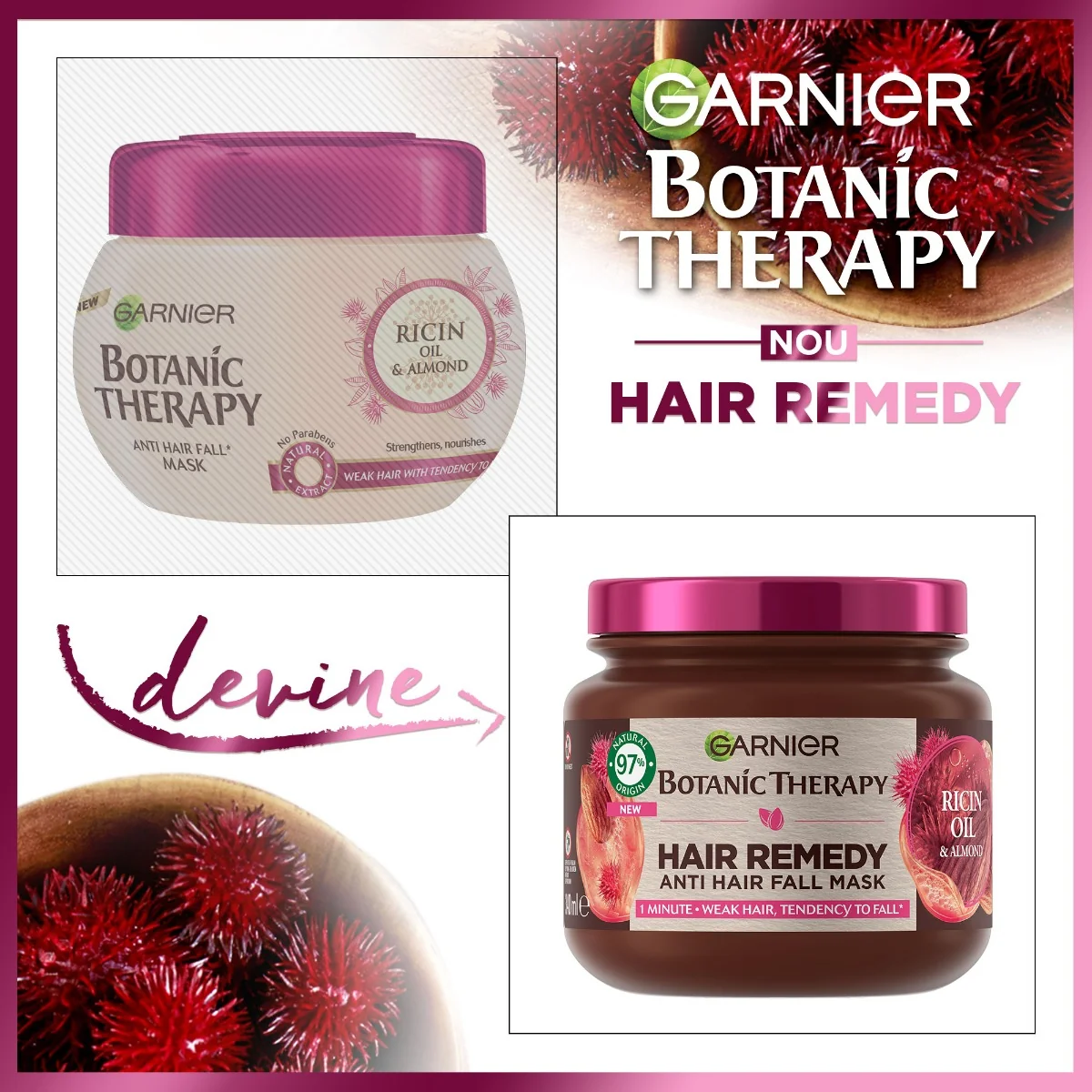 Masca pentru par fragil cu tendinta de cadere Botanic Therapy, 340ml, Garnier