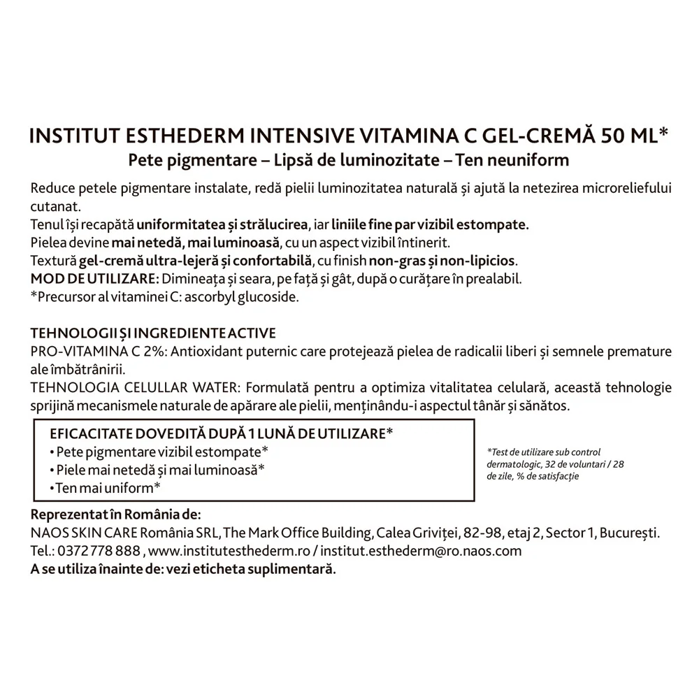 Gel crema de fata cu Vitamina C Intensive, 50ml, Institut Esthederm
