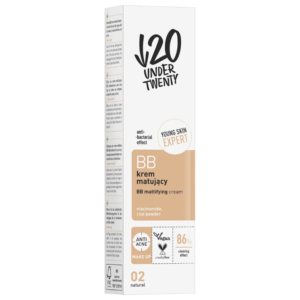 Crema BB matifianta 02 Natural, 60ml, Under20 