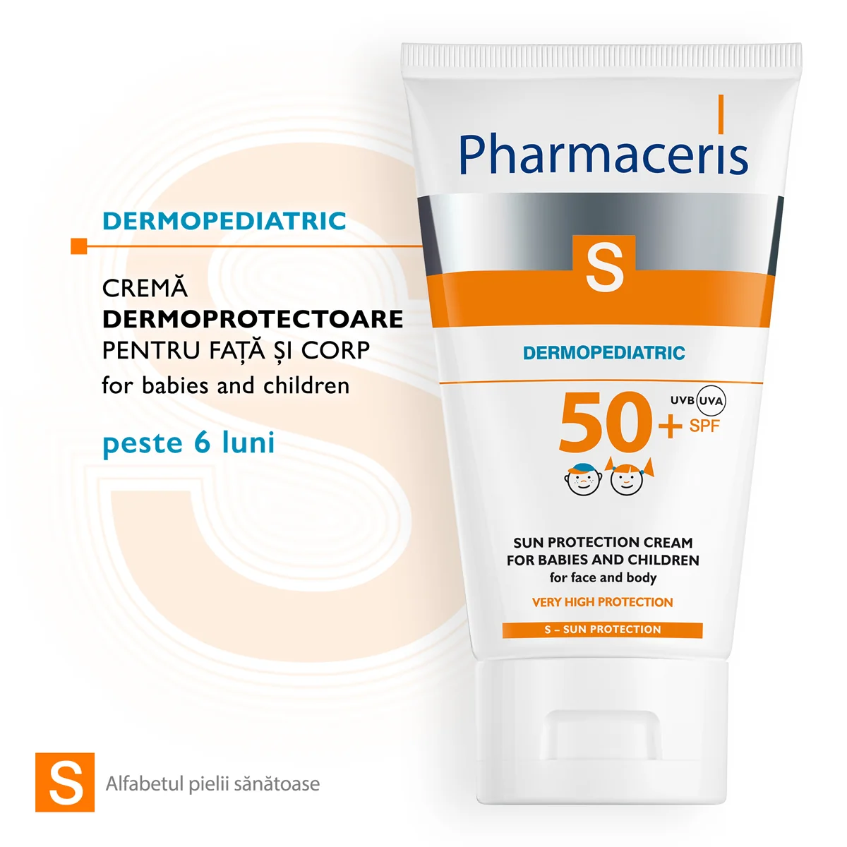Crema de corp si fata cu protectie solara pentru bebelusi si copii SPF50+ S, 125ml, Pharmaceris