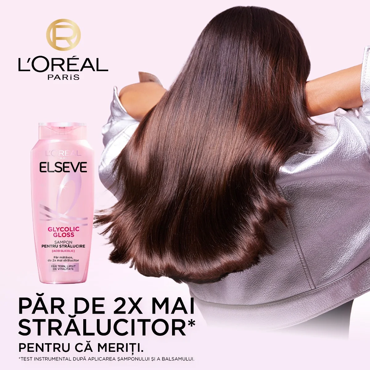 Sampon pentru stralucirea parului Glycolic Gloss, 400ml, Eleseve 